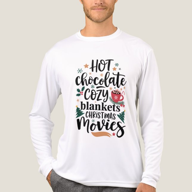 T-Shirt-Hot Chocolate & Cozy Christmas Vibes  Tri-Blend Shirt (Front)
