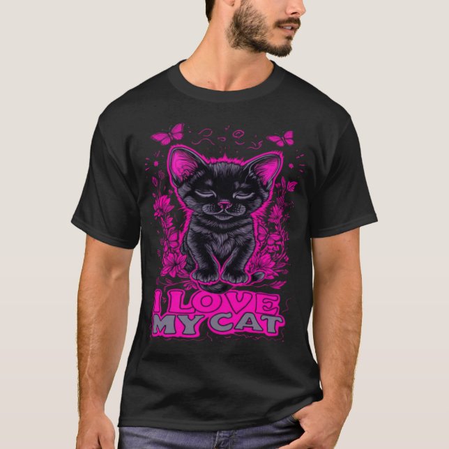 T-SHIRT I LOVE MY CAT NEW FASHION DESIGNER TEE (Front)