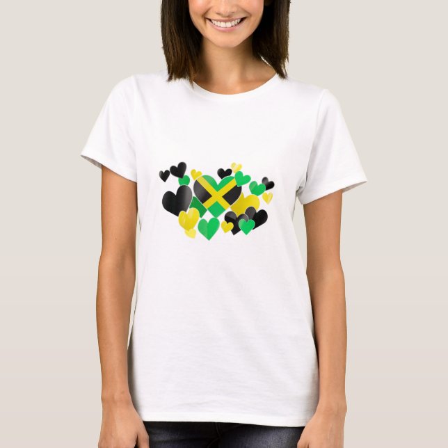 T-shirt - Jamaican Colors and Hearts (Front)