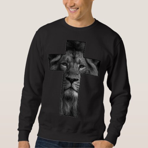 T_shirt Jesus Cross With Lion Face Faith In God Sweatshirt