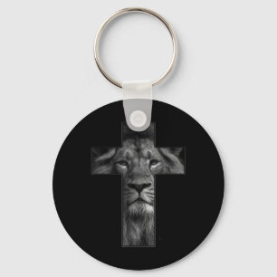 T-shirt Jesus Cross With Lion Face, Faith In God T Keychain