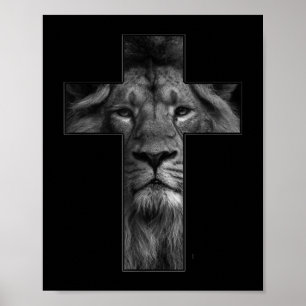 T-shirt Jesus Cross With Lion Face, Faith In God T Poster
