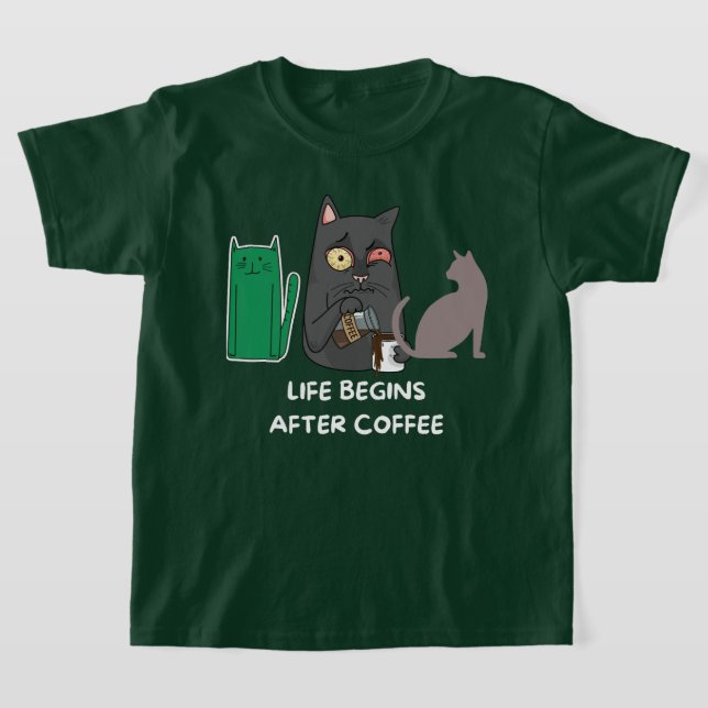 T-Shirt kids cat pictures for coffee lovers  (Laydown)