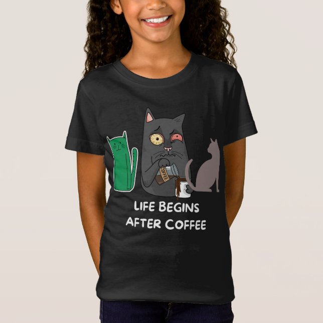 T-Shirt kids cat pictures for coffee lovers  (Front)