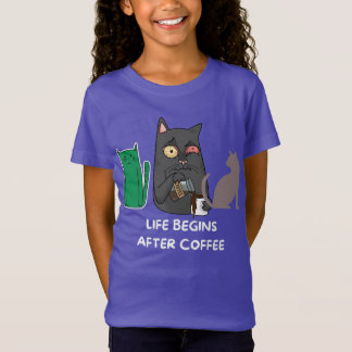 T-Shirt kids cat pictures for coffee lovers