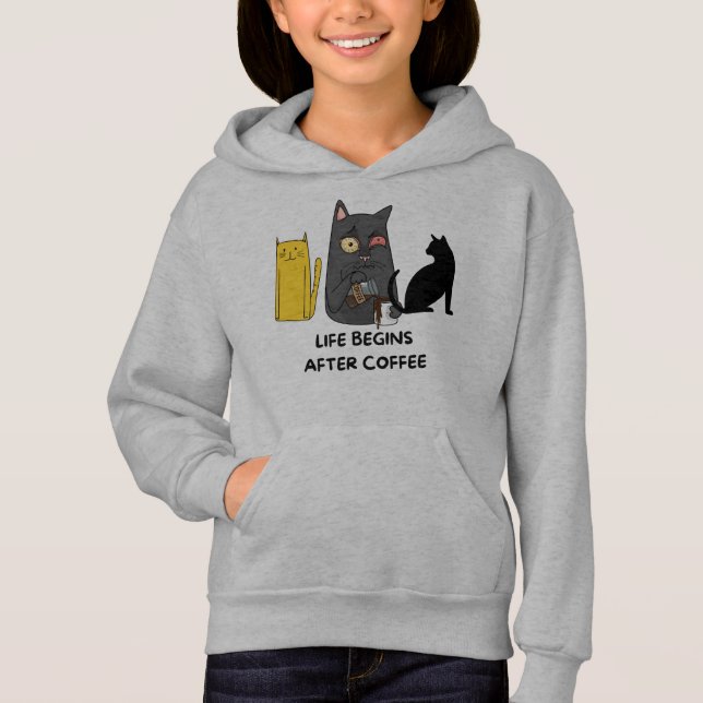 T-Shirt kids cat pictures for coffee lovers  Hoodie (Front)