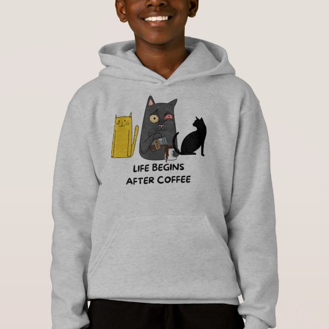 T-Shirt kids cat pictures for coffee lovers  Hoodie (Front)