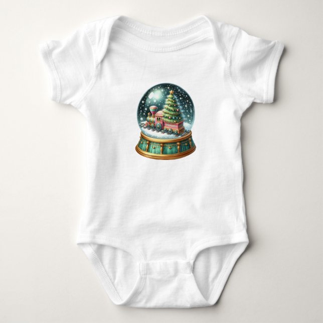T-Shirt-Kids’ Christmas Train T-Shirt Baby Bodysuit (Front)