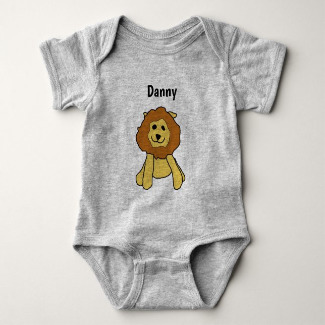 T-Shirt - Lion Cartoon with Name Baby Bodysuit (Front)