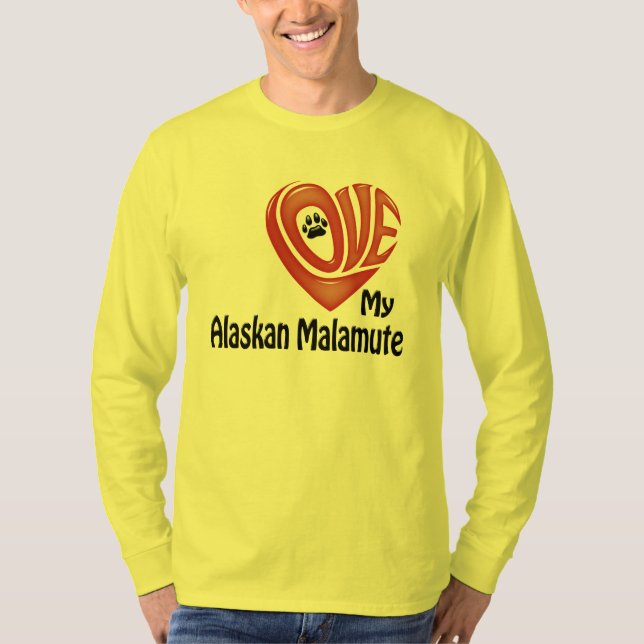T-Shirt Long-sleeve Men: Love My Alaskan Malamute (Front)