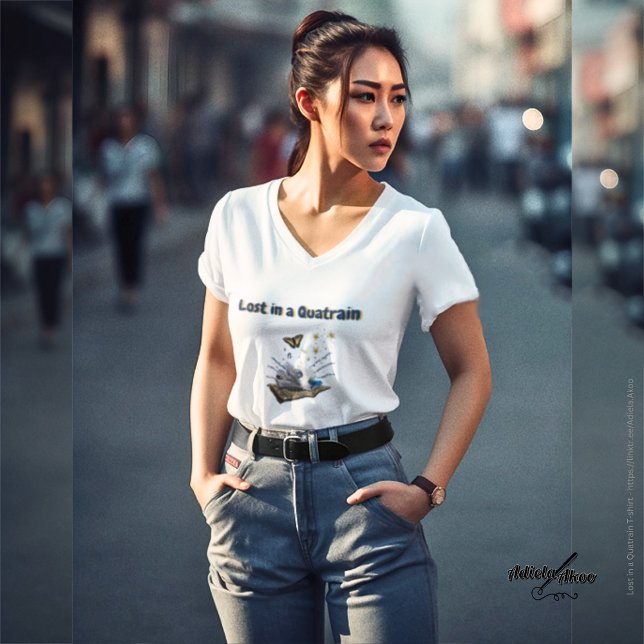 T-shirt - Lost in a Quatrain by Poet Adiela Akoo  (Lost in a Quatrain T-shirt by Poet Adiela Akoo in crisp 'white'. LOVE it? GET it! Get the tote too!)