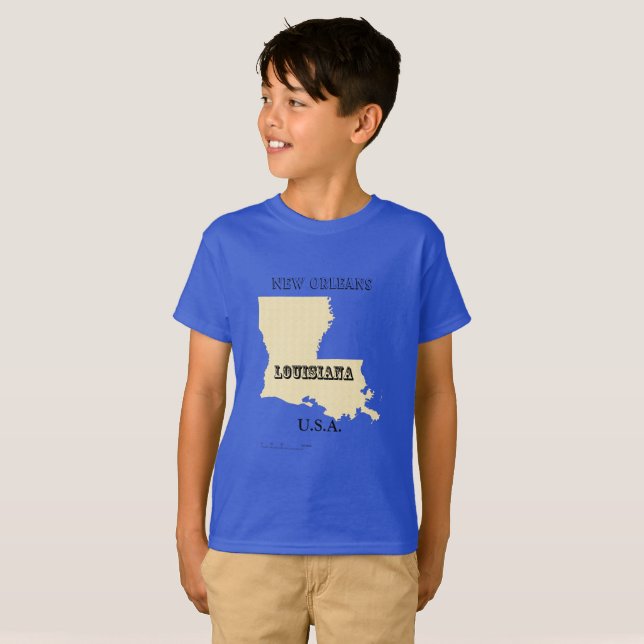 T-shirt - Louisiana Map with City (Front Full)
