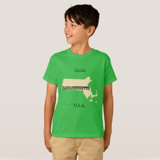 T-shirt - Massachusetts Map with City