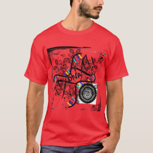 T-Shirt mens red DNA helix patterned