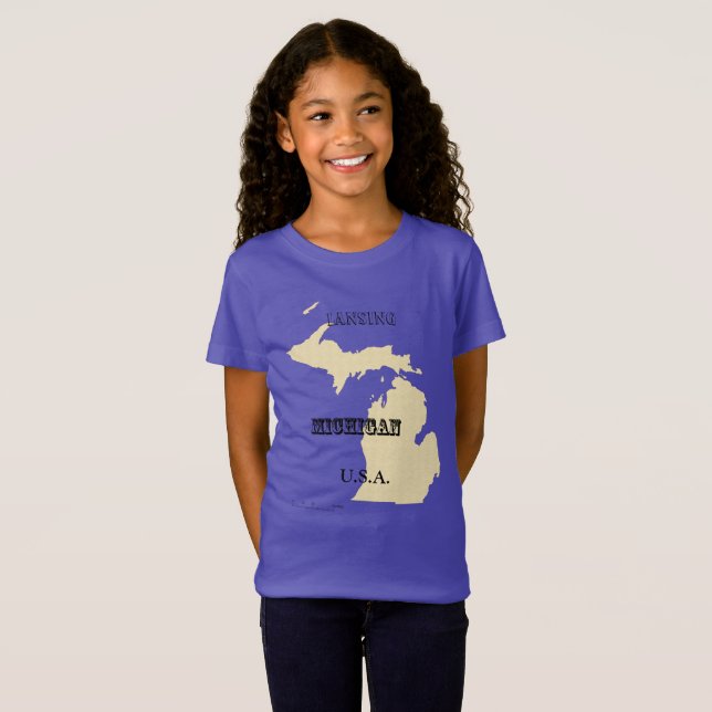 T-shirt - Michigan Map with City (Front Full)