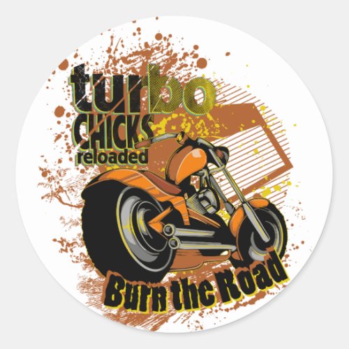 T_shirt Motorcycle Skull Motorcycle and skull Classic Round Sticker
