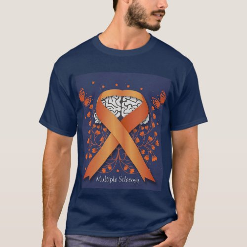 T_Shirt MS Orange Ribbon Butterflies Brain