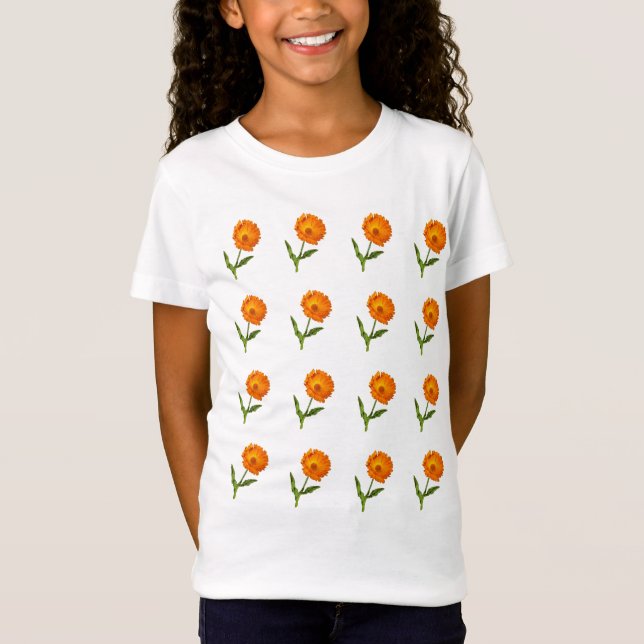 T-shirt - Multiple Orange Flowers (Front)