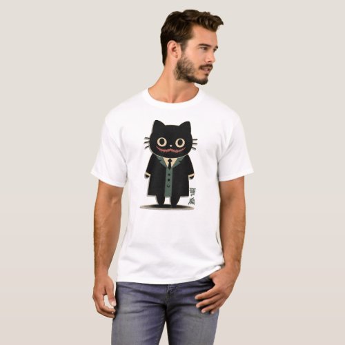 t_shirt Mysterious Black Cat in Pop Culture Suit