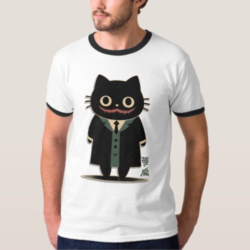 T_shirt Mysterious Black Cat in Pop Culture Suit