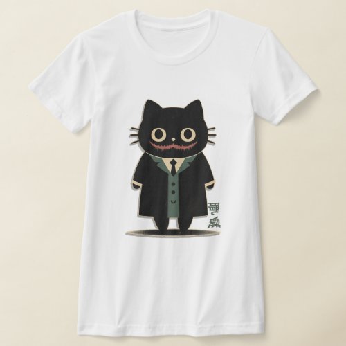 T_SHIRT Mysterious Black Cat in Pop Culture Suit