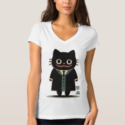 T_shirt Mysterious Black Cat in Pop Culture Suit