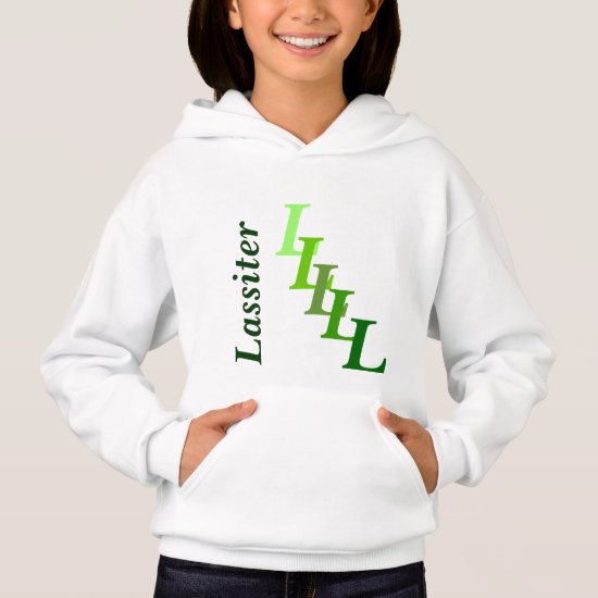 T-Shirt - Name and Staggered Initial in Greens