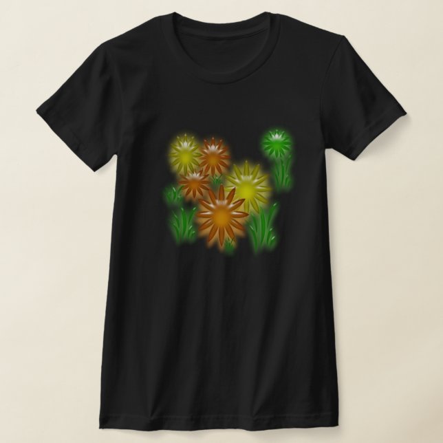 T-shirt - Neon Flowers (drk only) (Laydown)