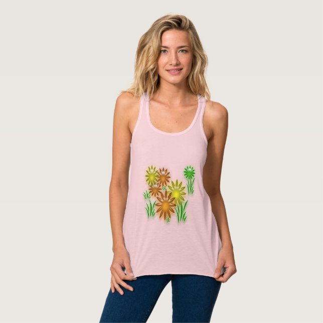 T-shirt - Neon Flowers for Summer Tank Top (Front Full)