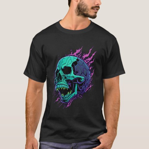 T_Shirt neon skull head for Halloween party