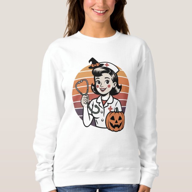 T-shirt Nurse Halloween Fun – Spooky Shift Magic Sweatshirt (Front)