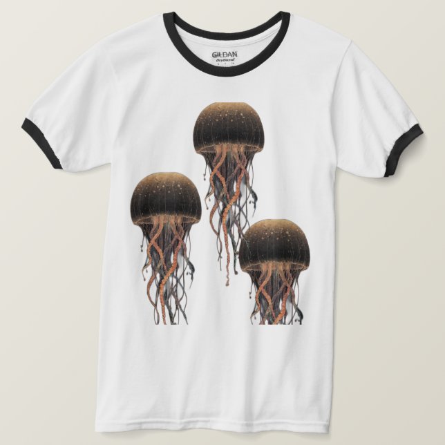 T-Shirt Ocean's Grace: Jellyfish Minimalist Tee (Design Front)