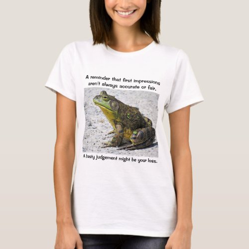 T_Shirt of a bullfrog with a message