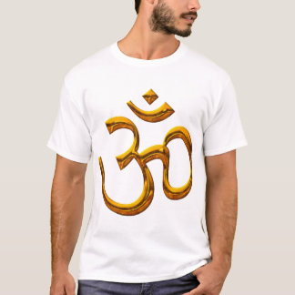 T-Shirt - OM, old gold effect / front - back