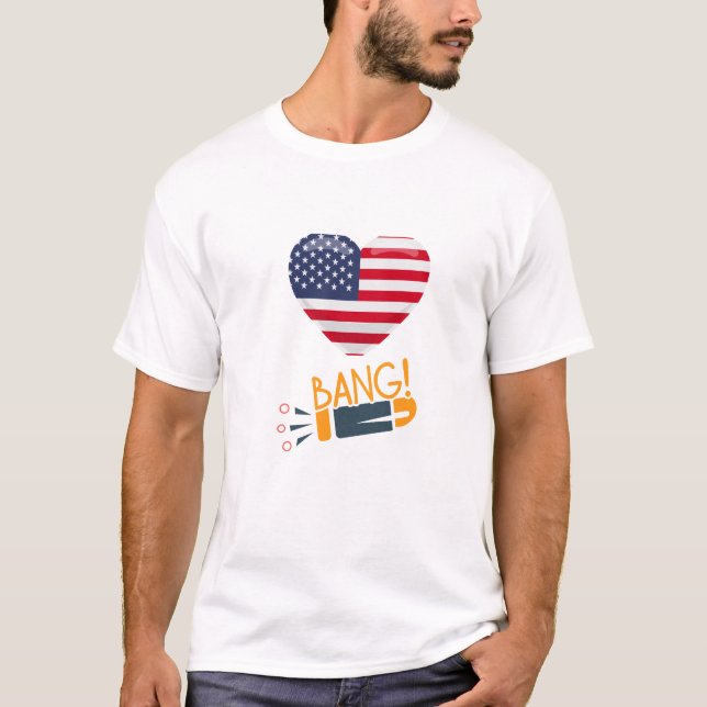 T-Shirt-  Patriotic Heart & Bang! Graphic  T-Shirt (Front)