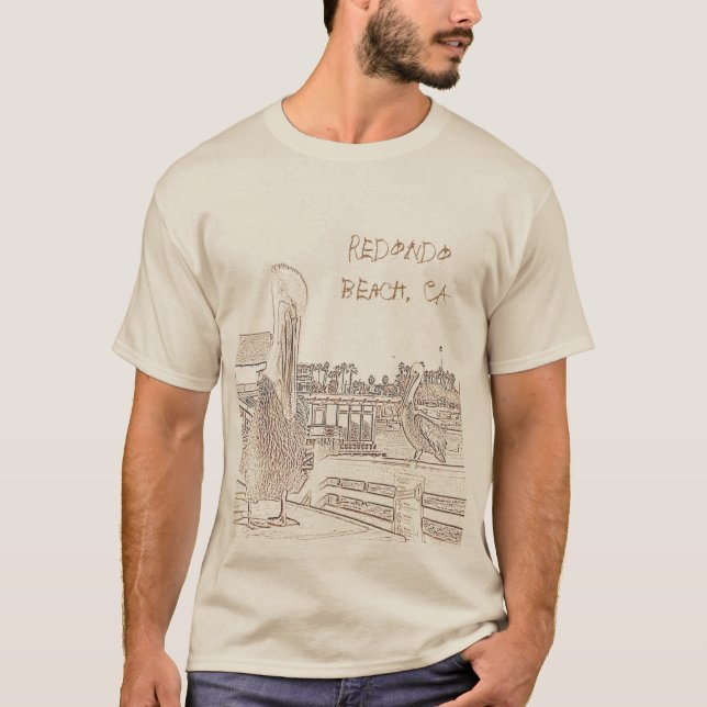 T-Shirt - Pelicans on Pier with Location (Front)