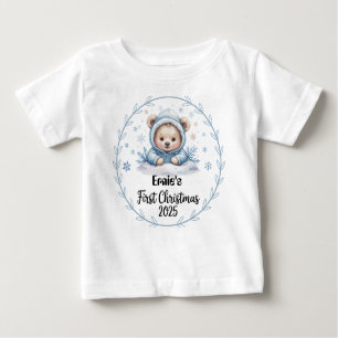 T-Shirt-Personalized Baby First Xmas 2025-Boy Baby T-Shirt