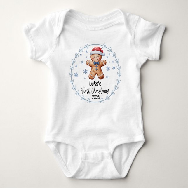 T-Shirt- Personalized Baby's First Xmas 2025- Boy Baby Bodysuit (Front)