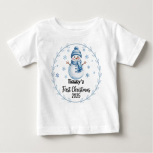 T-Shirt-Personalized Baby's First Xmas 2025-Boy Baby T-Shirt