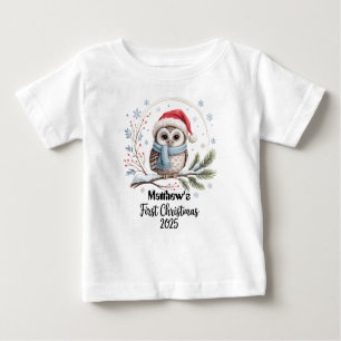 T-Shirt-Personalized Baby's First Xmas 2025-Boy Baby T-Shirt