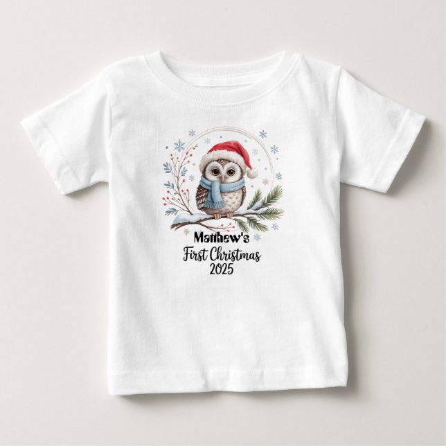 T-Shirt-Personalized Baby's First Xmas 2025-Boy Baby T-Shirt (Front)