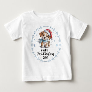 T-Shirt-Personalized Baby's First Xmas 2025-Boy Baby T-Shirt