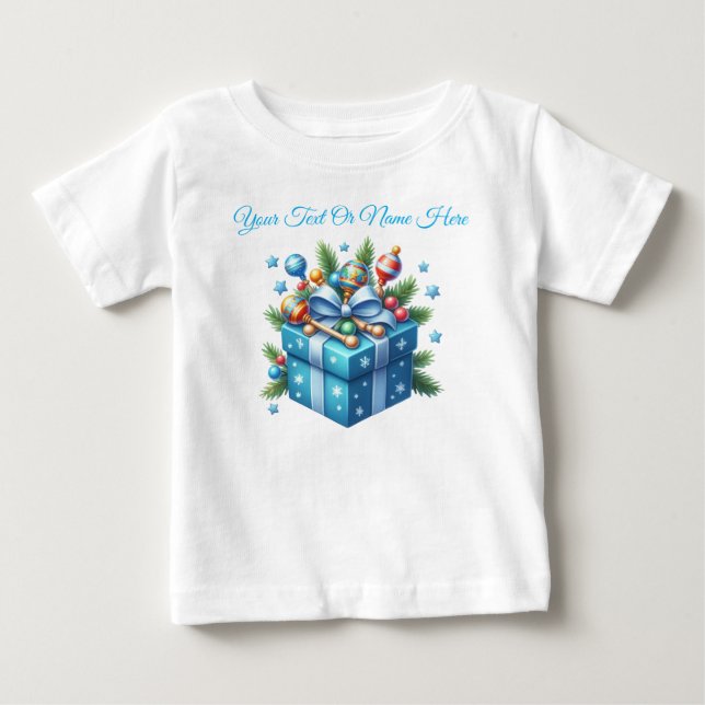 T-Shirt-Personalized Pink Christmas Baby Jersey Baby T-Shirt (Front)