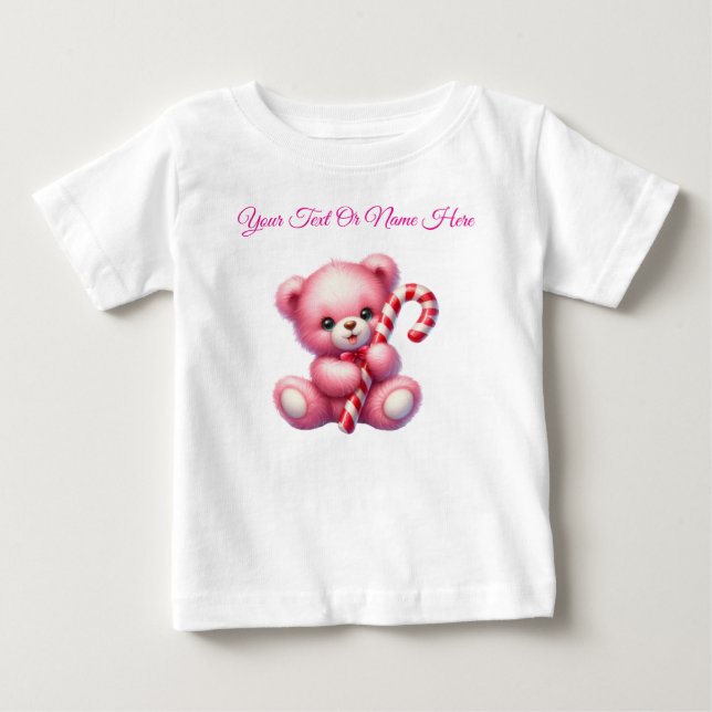 T-Shirt-Personalized Pink Christmas Baby Jersey  Baby T-Shirt (Front)