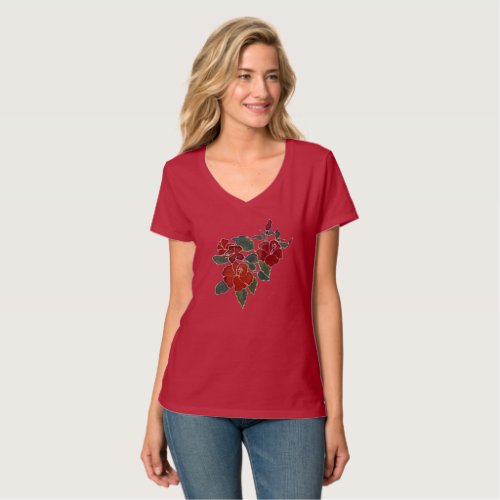 T_shirt _ Red Hibiscus Flowers