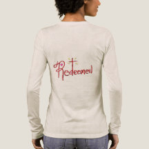 T Shirt ‘Redeemed’ Hand Drawn Text Cross Hearts