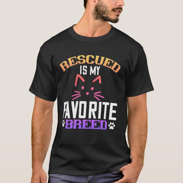 T-shirt  rescued is my favorite breed-01 (Front)