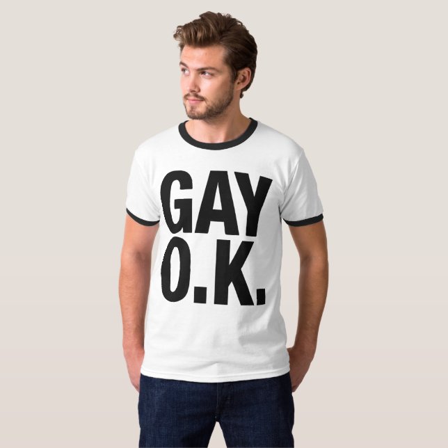 T-shirt Ringer, Gay OK (Front Full)