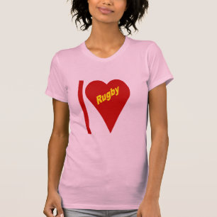 T-shirt rose femme I LOVE RUGBY
