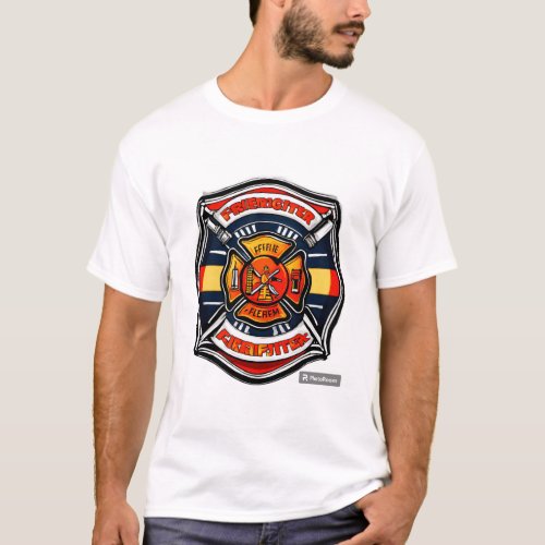 t_shirt round firefighter badge design vector sty